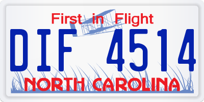 NC license plate DIF4514