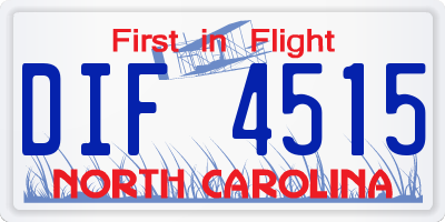 NC license plate DIF4515