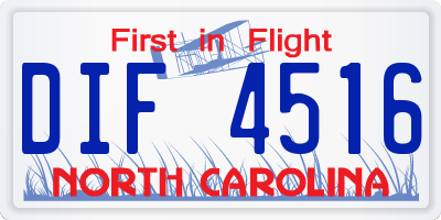 NC license plate DIF4516