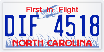 NC license plate DIF4518