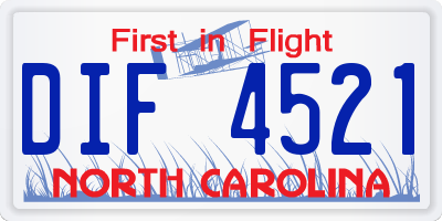 NC license plate DIF4521