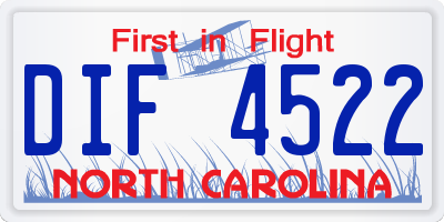 NC license plate DIF4522