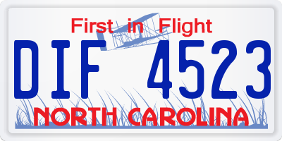 NC license plate DIF4523
