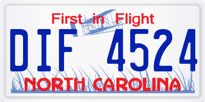 NC license plate DIF4524