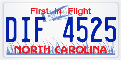 NC license plate DIF4525