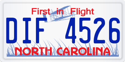NC license plate DIF4526