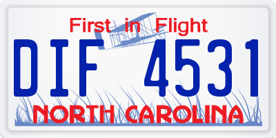 NC license plate DIF4531
