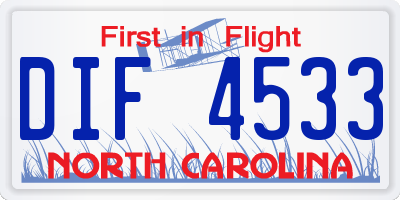 NC license plate DIF4533