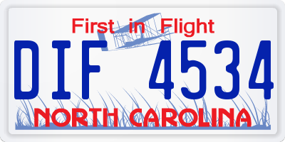 NC license plate DIF4534