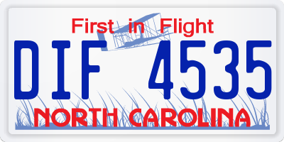 NC license plate DIF4535