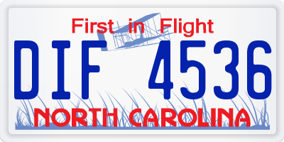 NC license plate DIF4536