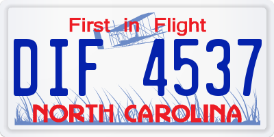 NC license plate DIF4537