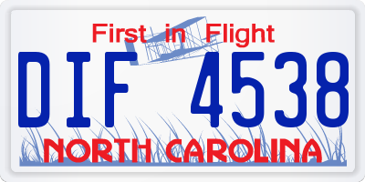 NC license plate DIF4538