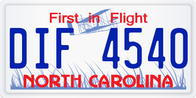 NC license plate DIF4540