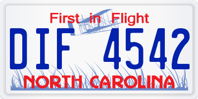 NC license plate DIF4542