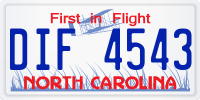 NC license plate DIF4543