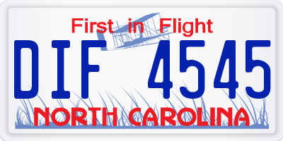 NC license plate DIF4545