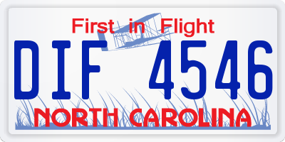NC license plate DIF4546