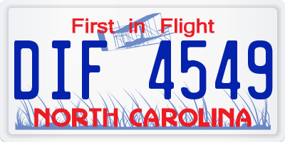 NC license plate DIF4549