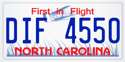 NC license plate DIF4550