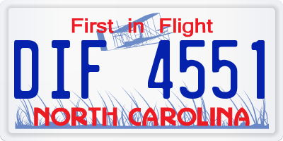 NC license plate DIF4551