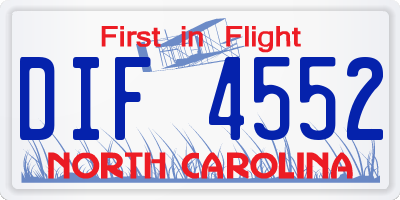 NC license plate DIF4552