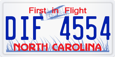 NC license plate DIF4554