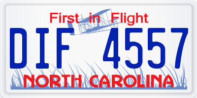 NC license plate DIF4557