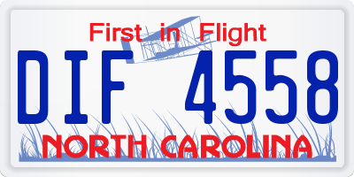 NC license plate DIF4558