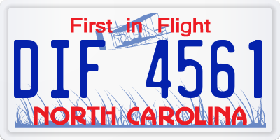 NC license plate DIF4561