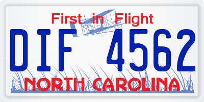 NC license plate DIF4562