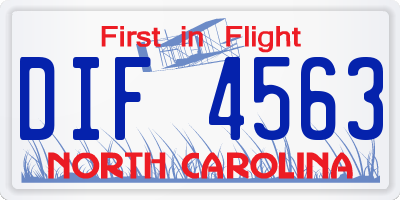 NC license plate DIF4563