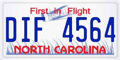 NC license plate DIF4564