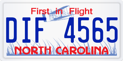 NC license plate DIF4565