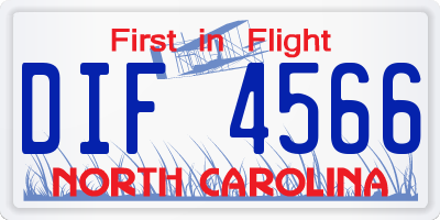 NC license plate DIF4566