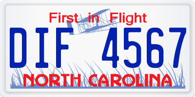 NC license plate DIF4567