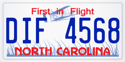 NC license plate DIF4568