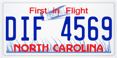 NC license plate DIF4569