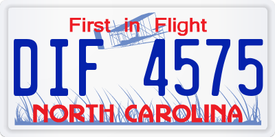 NC license plate DIF4575