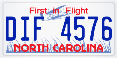 NC license plate DIF4576
