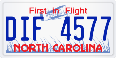 NC license plate DIF4577