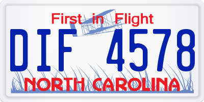 NC license plate DIF4578