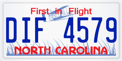 NC license plate DIF4579