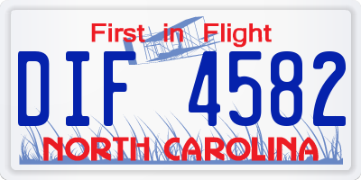 NC license plate DIF4582