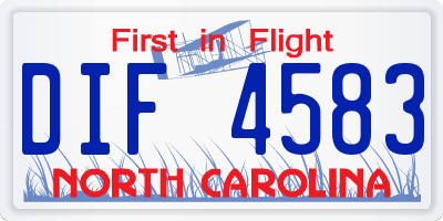 NC license plate DIF4583