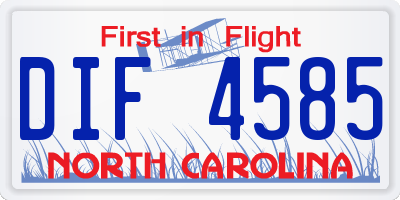 NC license plate DIF4585