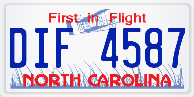 NC license plate DIF4587