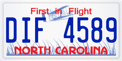 NC license plate DIF4589