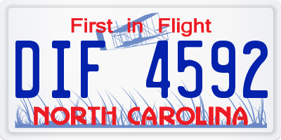 NC license plate DIF4592