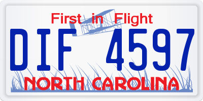 NC license plate DIF4597